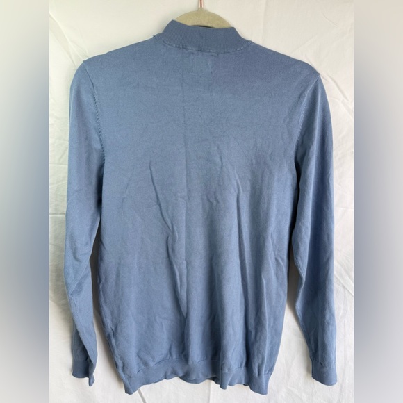 Zara Blue Mock Neck Sweater Womens Small Lightweight Minimal Knit - Picture 2 of 4